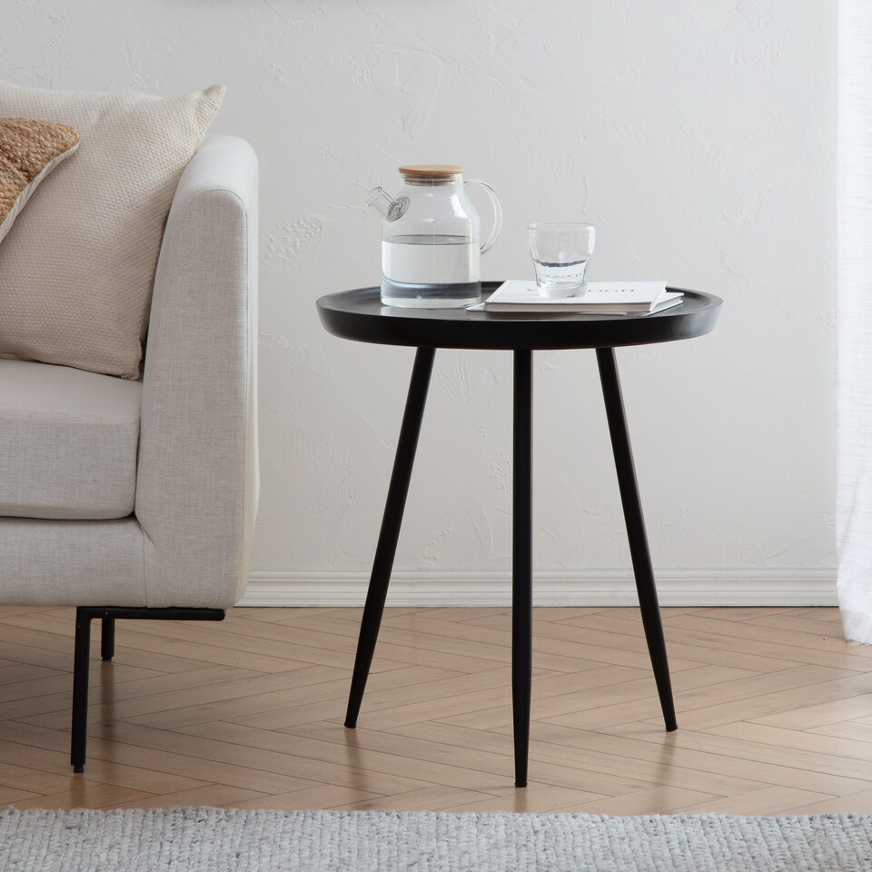 image 1 of Chervey Round Solid Mango Wood Side Table with Tri-Pin Legs Large