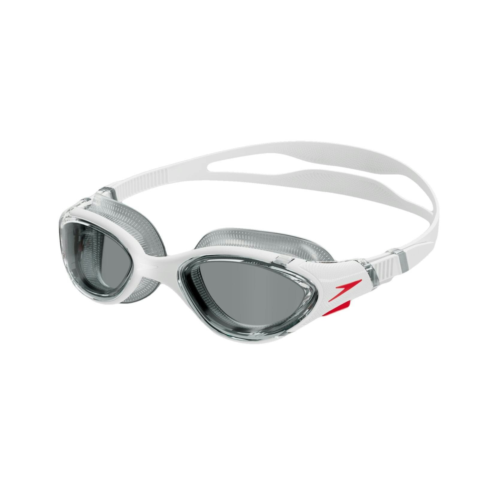 Speedo Mens Biofuse Swimming Goggles - White/Red/Smoke - One Size
