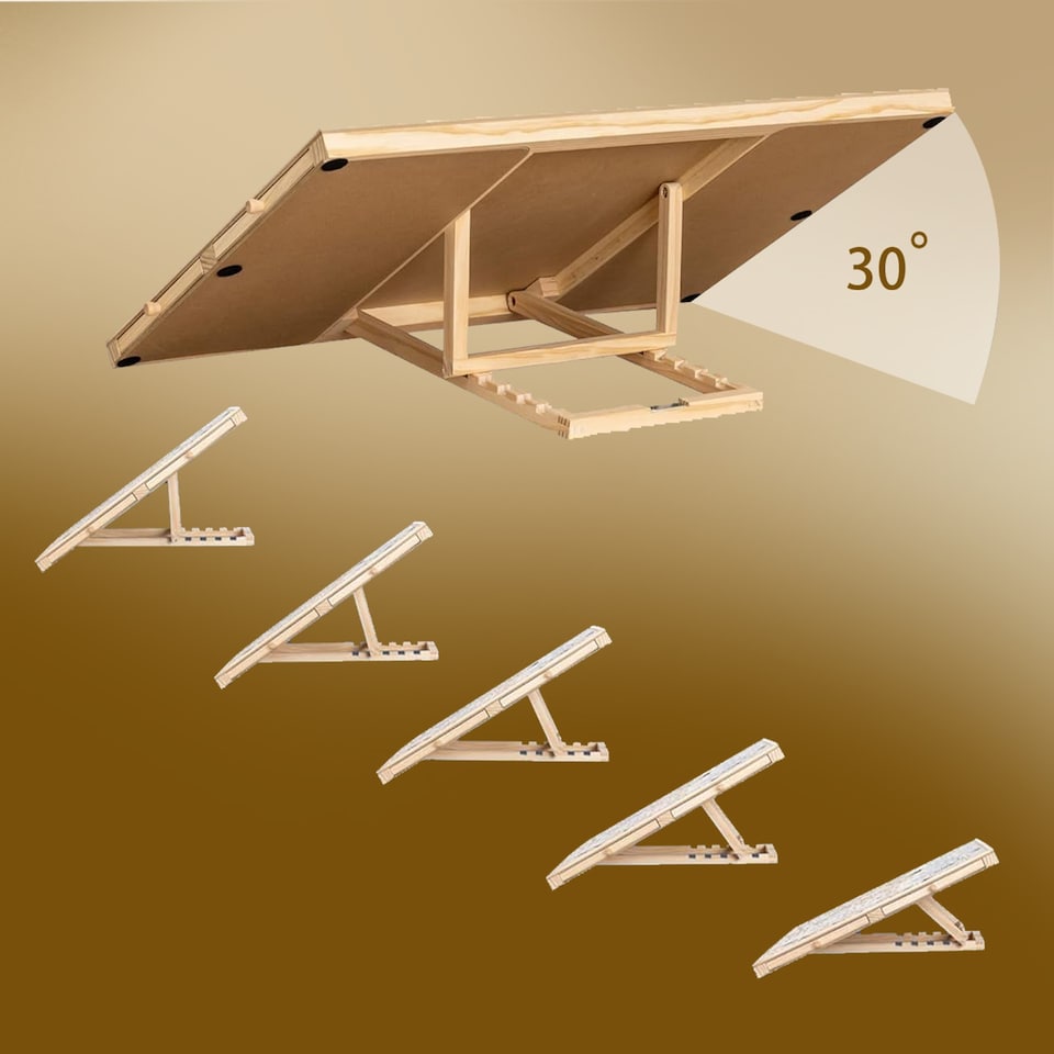 image 1 of Gr8 Home Adjustable Wooden 1000 Pcs Jigsaw Puzzle Table Easel With Tilting Rack 4 Drawers