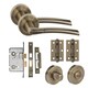 image 1 of Golden Grace Indiana Design Bathroom Door Handle Set in Antique Brass with Thumbturn, Hinges and Mortise Lock Gold