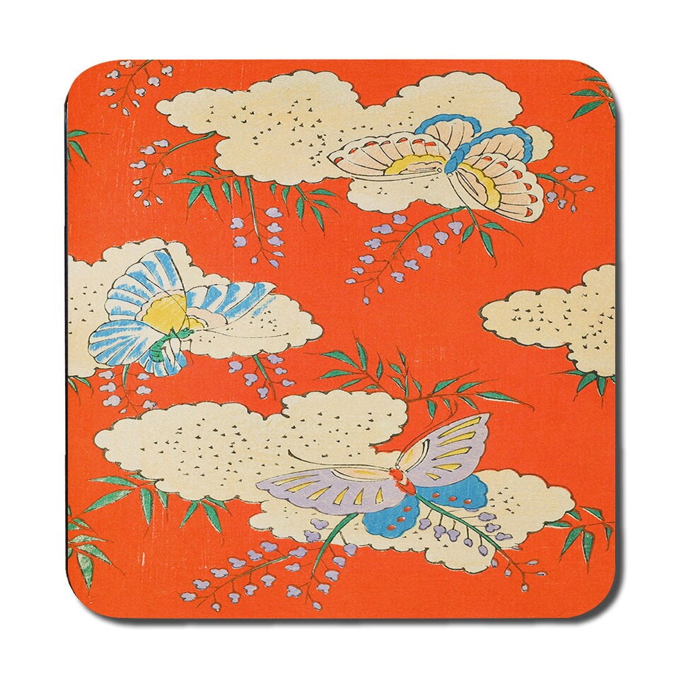 image 1 of 12 Piece Placemat And Coaster Set With Designer Artwork And Wood Backing