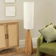 image 1 of ValueLights Una White Tall Lamp Shade Natural Rattan Midi Floor Lamp Brown