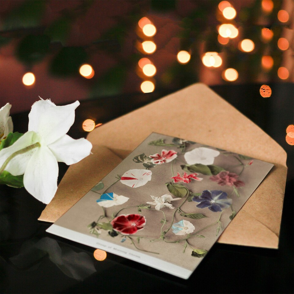 image 1 of Ogawa Kazumasa Japanese Art Card Group Of Morning Glories