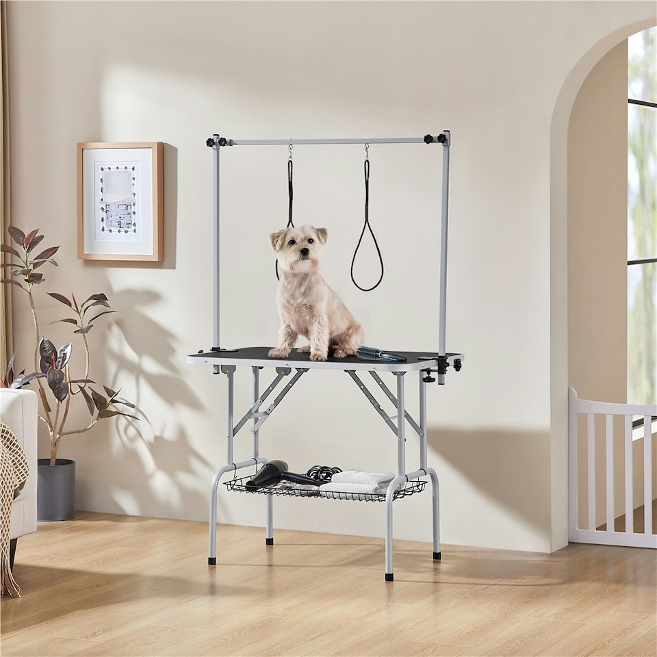 image 1 of Yaheetech 91 cm wide Pet Grooming Table with Loop Noose Black