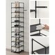 image 7 of 10-Tier Shoe Tower, Compact Storage Rack with Fabric Shelves and Metal Frame, Black