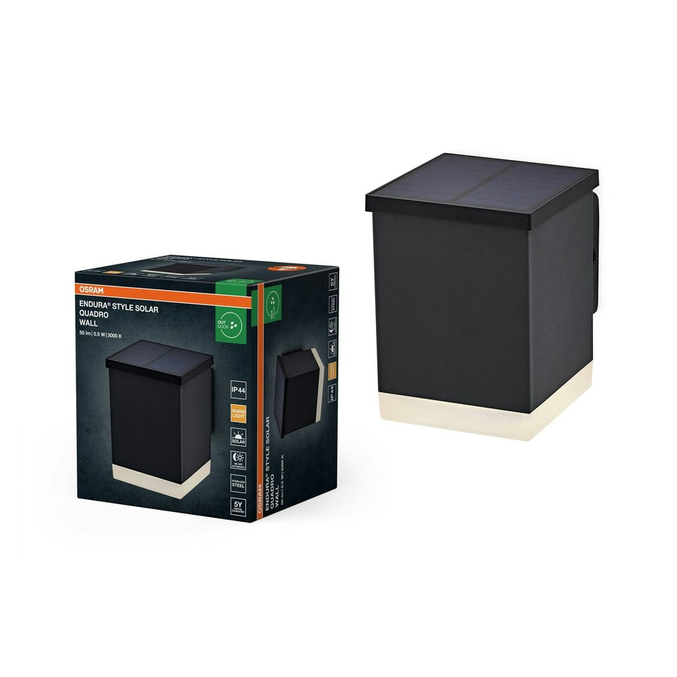 image 1 of OSRAM ENDURA Style Solar Quadro Wall Outdoor, 0.5W, 50lm Black