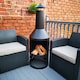 image 1 of 1.4m Tall Outdoor Garden Patio Chiminea Log Burner Fire Pit with Log Store & Cover