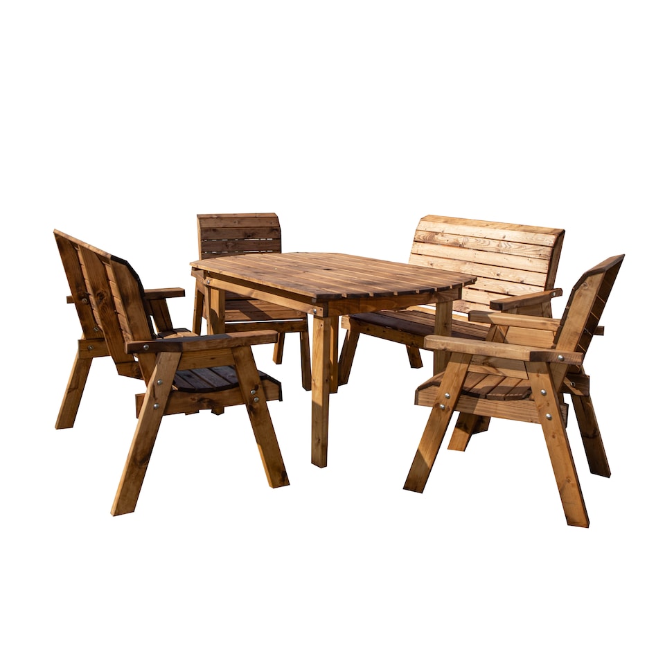 image 1 of Hand Made 6 Seater Rustic Wooden Garden Furniture Table and Bench/Chairs Set