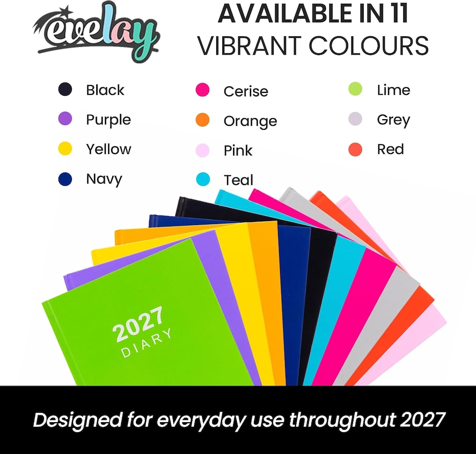 image 1 of 2027 Diary A5 Week to View - Hardback Planner Organiser with Ribbon Bookmark - Weekly Appointment Journal Notebook (Lime) | Green | Lime