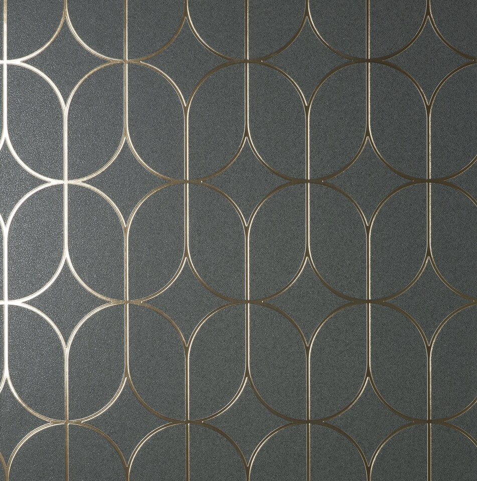image 1 of Vymura FD42804 Platinum Rosco Trellis Charcoal Wallpaper, Charcoal