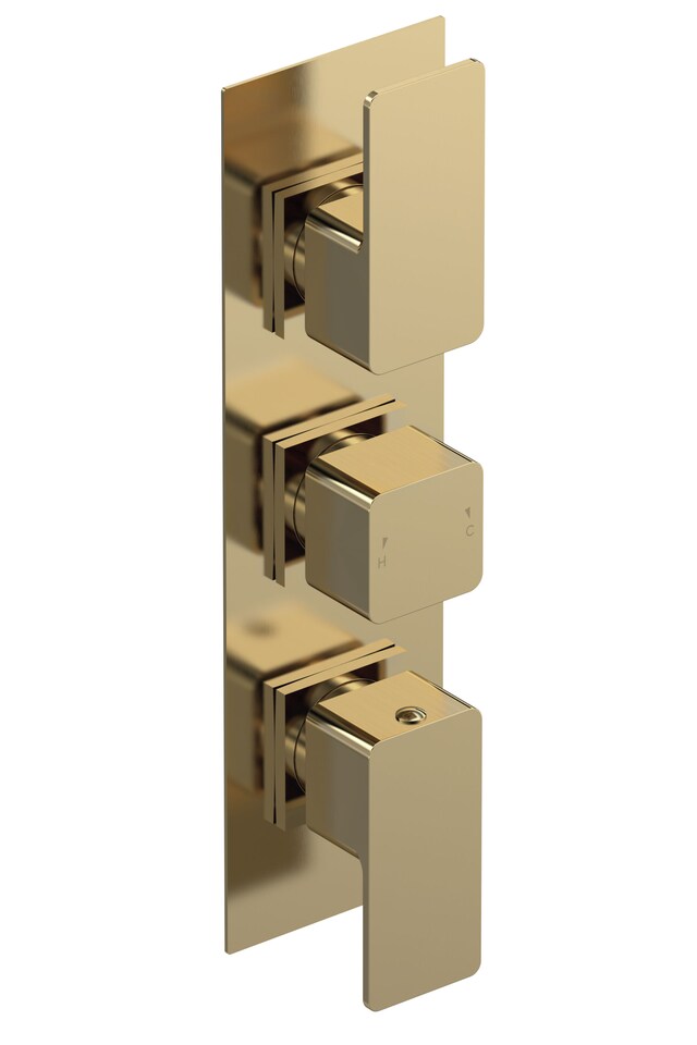 image 1 of Balterley Empire 3 Outlet Concealed Shower Valve Thermostatic Square | Copper | Brushed Brass | 1