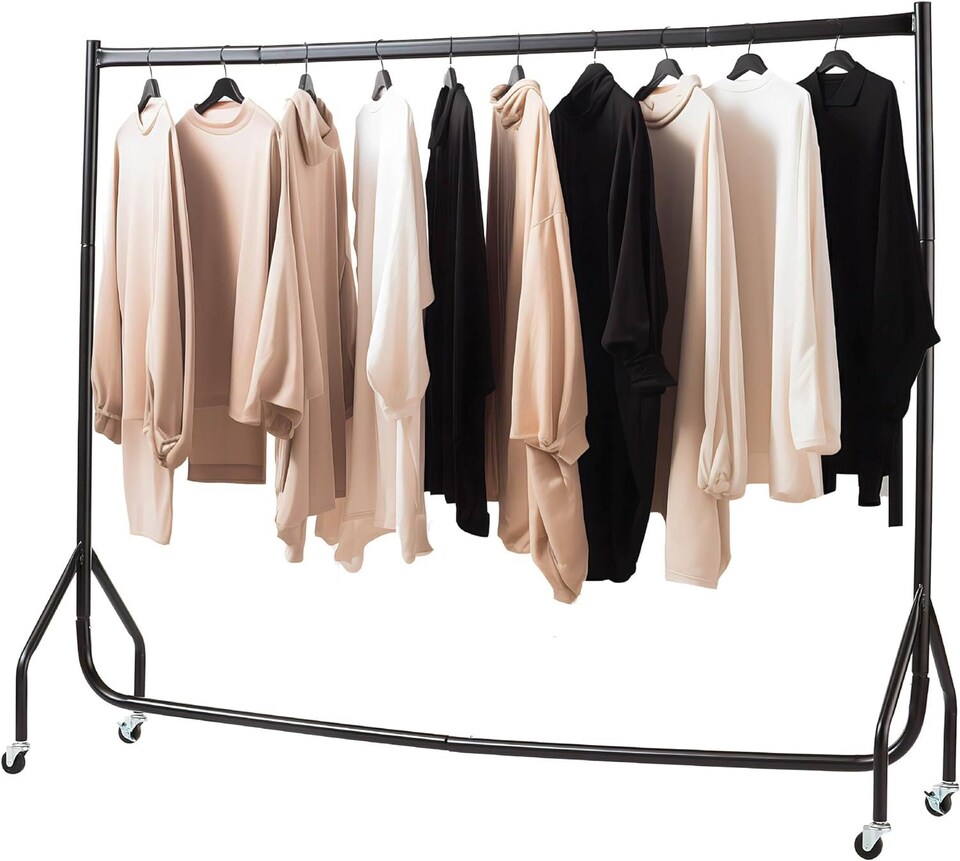 image 1 of House of Home Heavy Duty Clothes Rail Home Shop Garment Hanging Display Stand Rack 6ft | Black
