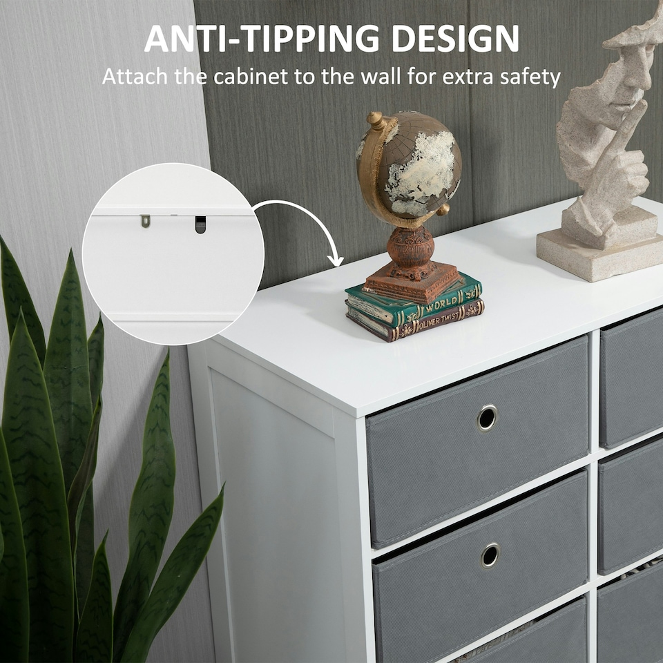 image 1 of HOMCOM Chests of Drawer Fabric Dresser Storage Cabinet w/ 6 Drawers for Bedroom