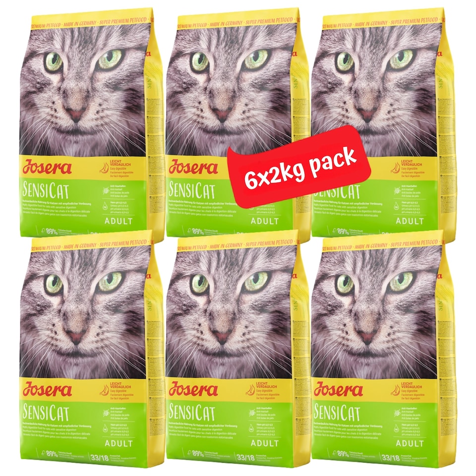 image 1 of Josera SensiCat complete food for adult cats | Sensitive stomach | For fussy cats| Gluten free | Anti-Hairball | Skin & Coat | Herbs & Fruits | 6x2kg