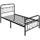 image 2 of Yaheetech 3ft Single Vintage Metal Bed Frame with Diamond Pattern Headboard Black