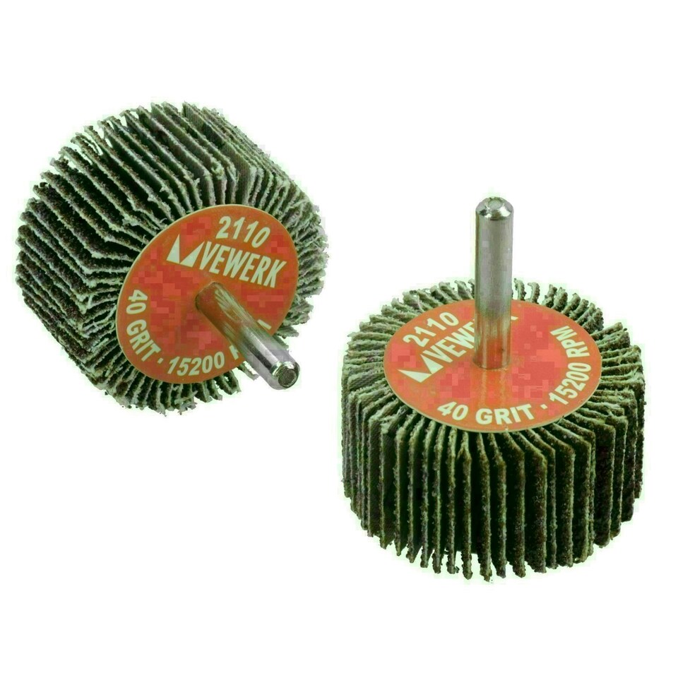 image 1 of 40 Grit 50mm Flap Wheel Disc Abrasive Sanding Pads For Drills 6mm Shank 10 Pack