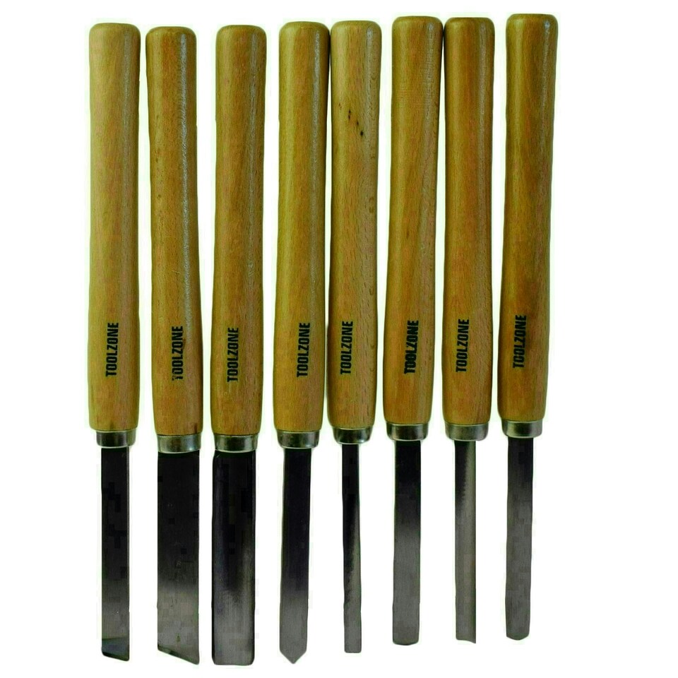 image 1 of 8pc Wood Carving Turning Chisels Woodworking Lathe Carpentry Gouge Skew
