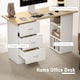 image 3 of HOMCOM Computer Desk, Writing Table, PC Workstation with 3 Storage Shelves and Drawers, Silver Handle, for Home Office, Natural Wood Finish and White | Brown