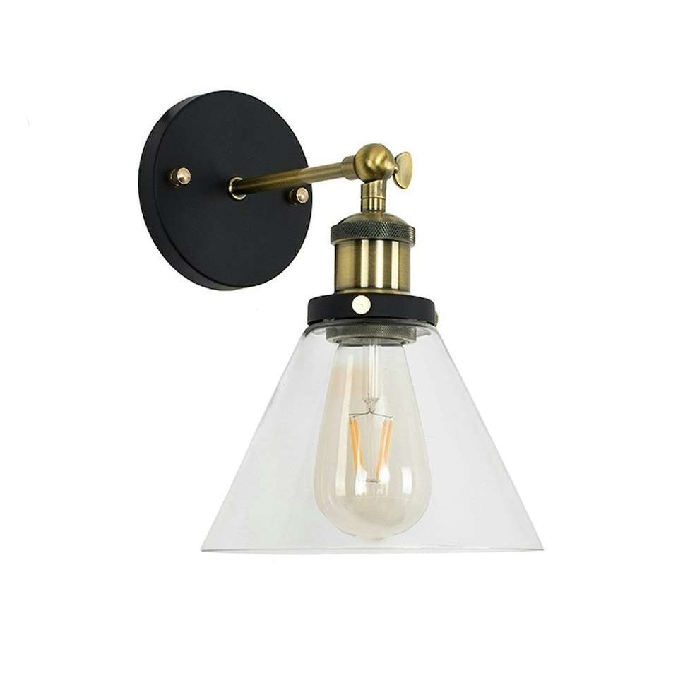 image 1 of ValueLights Norton Black Indoor Wall Lantern and E27 Pear LED 4W Warm White 2700K Bulb