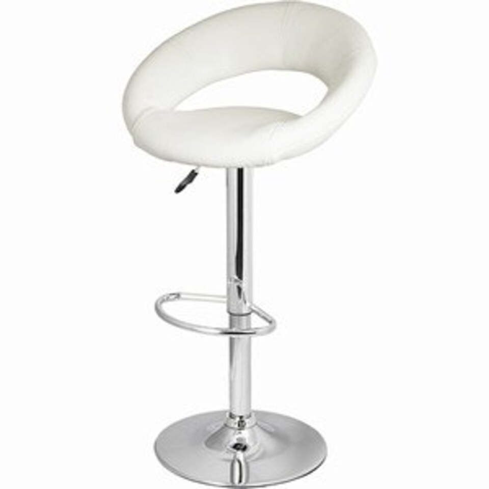 Saturn White Bar Stool Moon Faux Leather Height Adjustable. White