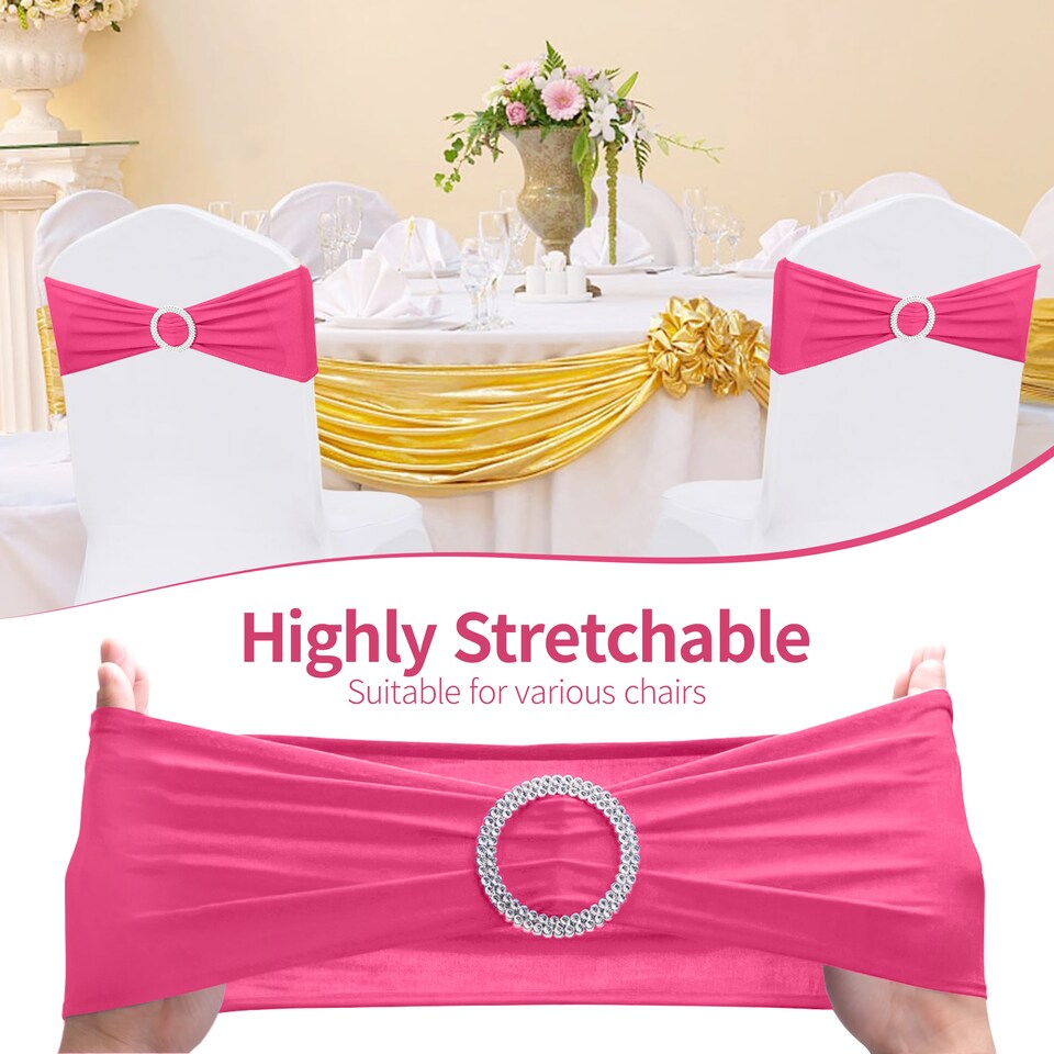 image 1 of 13"x5" Spandex Chair Bands with Slider Buckle, Elastic Chair Sash - 1pc