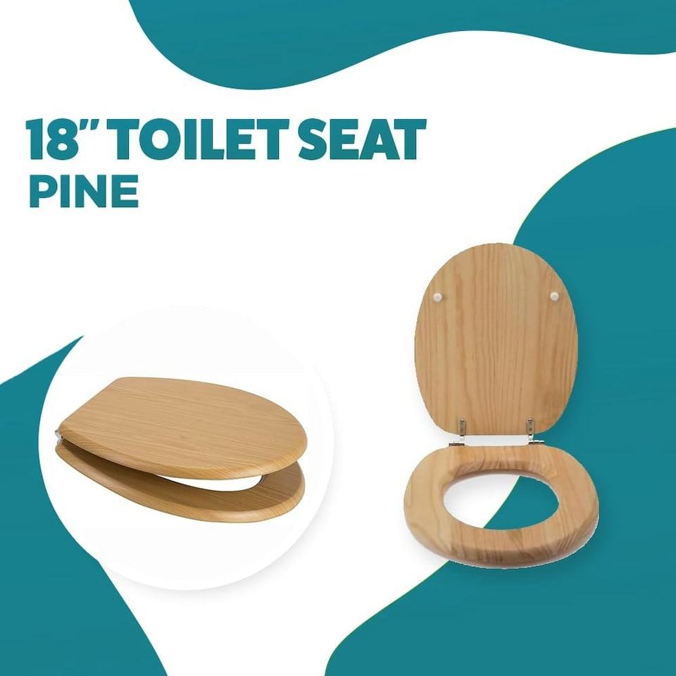 image 1 of Marco Paul Pine Wooden Toilet Seat 18" Brown