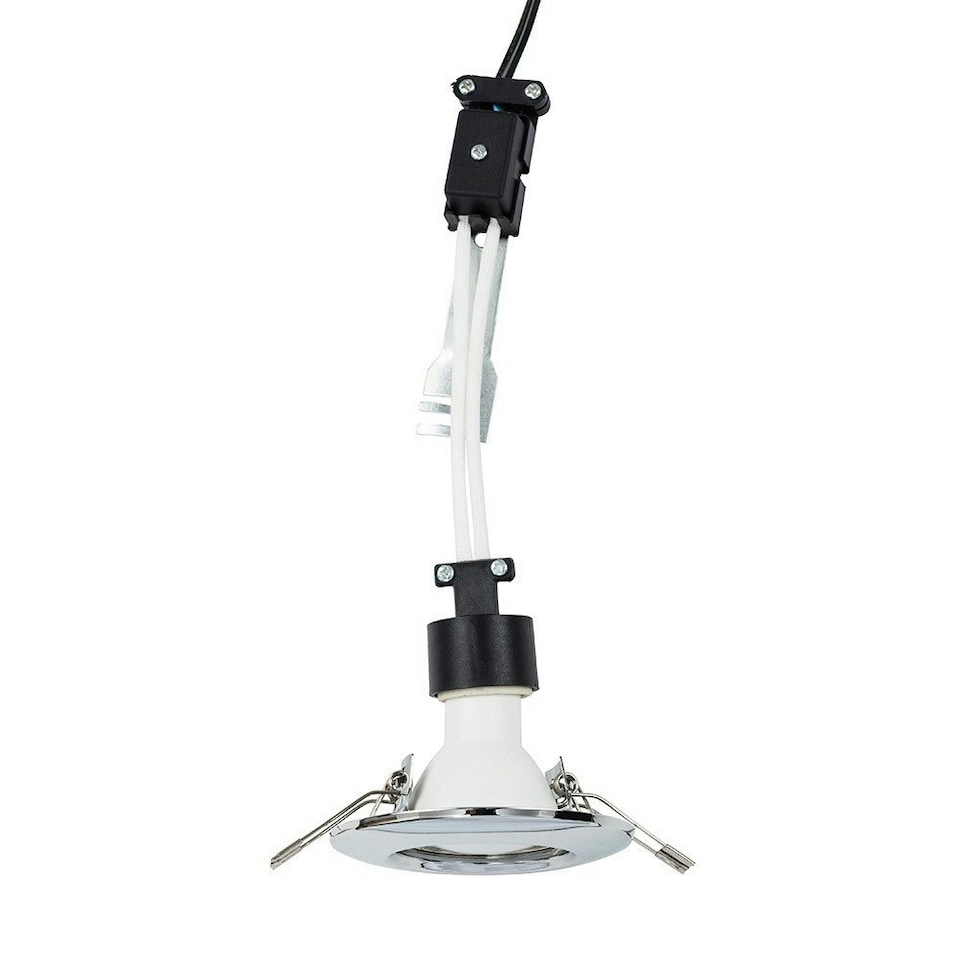 image 1 of ValueLights Downlight Chrome Silver Downlight and GU10 Spotlight LED 5W Cool White 6500K Bulb