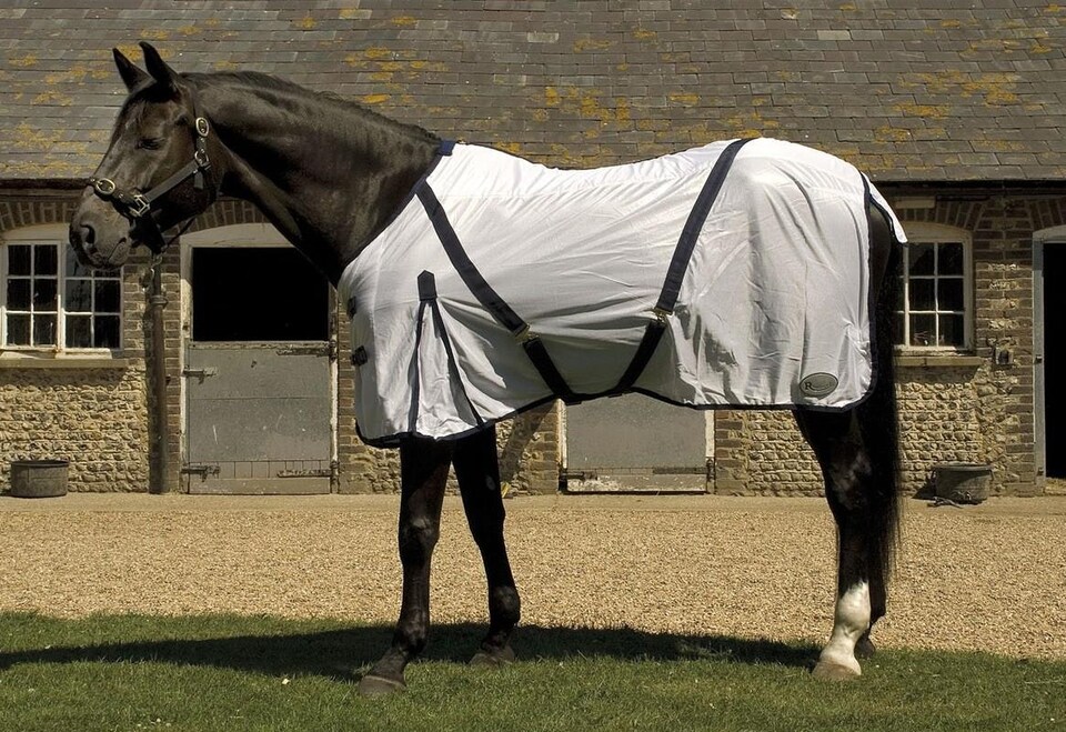 image 1 of Rhinegold Fly Rug With Neck Cover | White | Size: 5ft 6
Colour: White