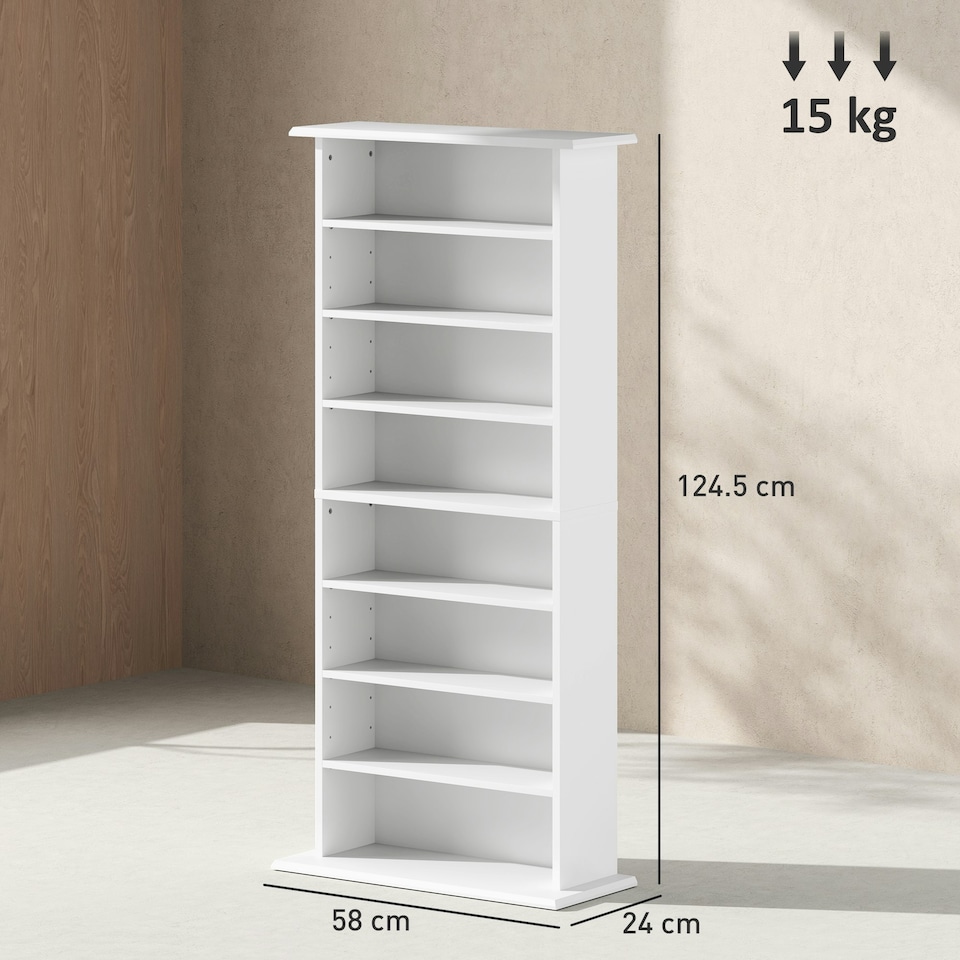 image 1 of HOMCOM CD Storage Unit DVD Tower Blu-ray Storage Shelf for Living Room White White