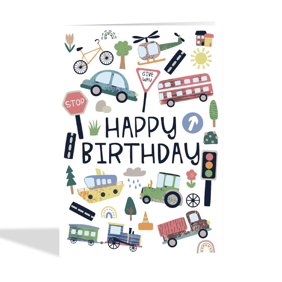 image 1 of cute Transport Birthday Card For Him