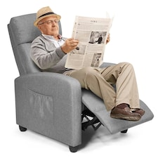 COSTWAY Recliner Chair Single Sofa with Adjustable Backrest Grey Grey