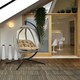 image 2 of Outsunny Folding Hanging Egg Chair w/ Cushion and Stand for Indoor Brown