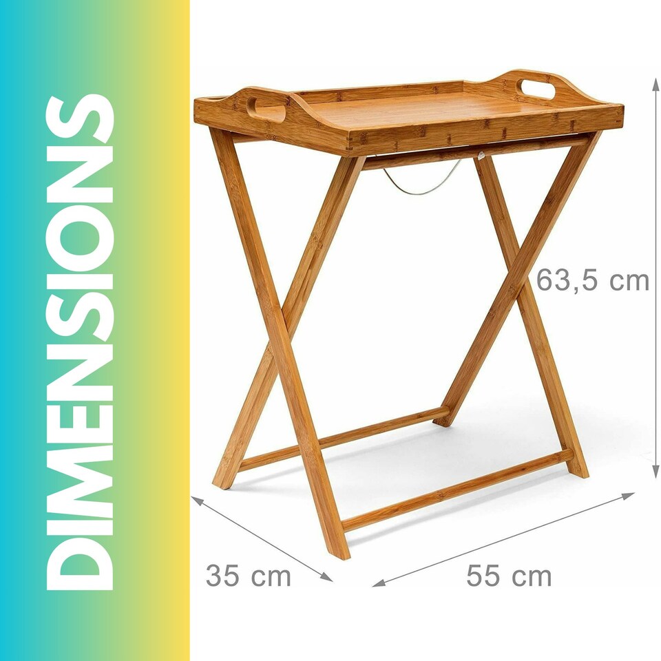 image 1 of Wooden Folding Side Table With Detachable Serving Tray Brown Brown