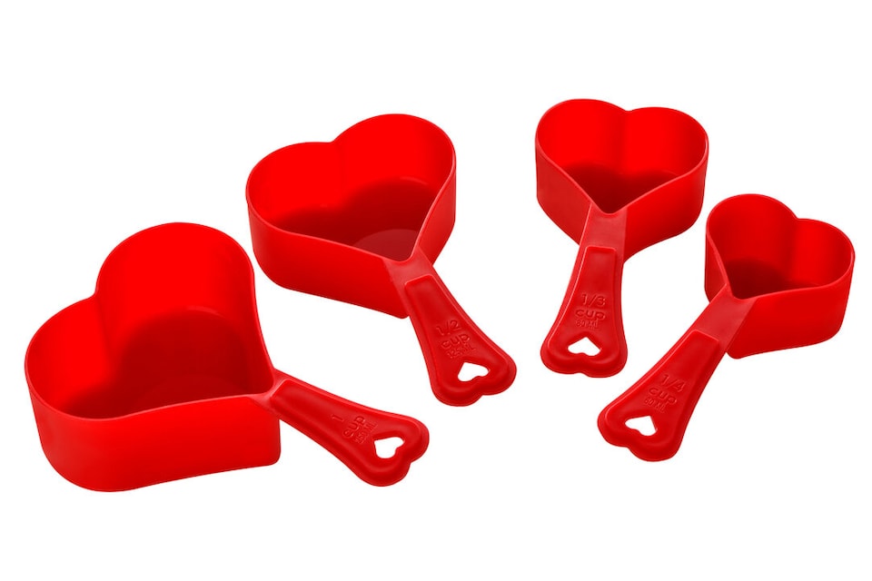 image 1 of Hallie Set of Four Red Heart Measuring Cups