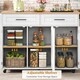 image 5 of VILUXE Mobile Kitchen Island with Foldable Worktop, 2 Drawers, Adjustable Shelves, Towel Rail, Wheels and Solid Wood Feet, White and Natural