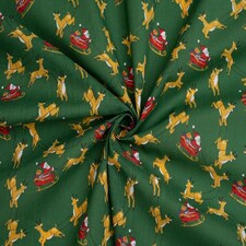 Green Printed Polycotton Fabric for Dressmaking, 112.5cm / 44" Wide - per metre