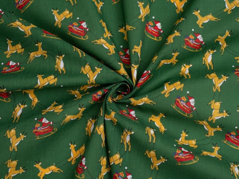 Green Printed Polycotton Fabric for Dressmaking, 112.5cm / 44" Wide - per metre
