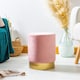 image 7 of Harbour Housewares Round Velvet Pouffe - 29 x 36cm - Pink | Pink | Pink