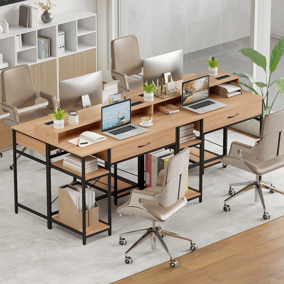 image 1 of COSTWAY Computer Desk Writing Work Study Desk Natural