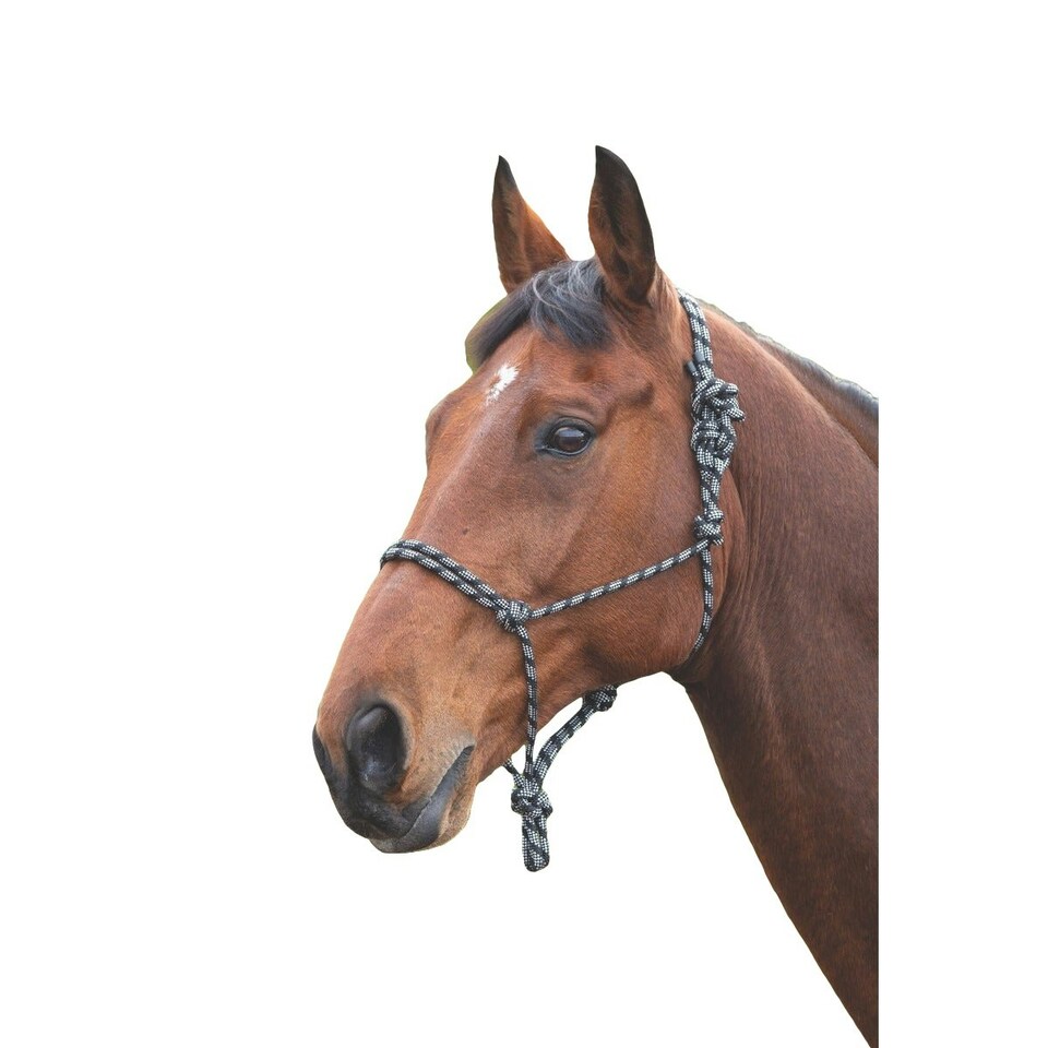 Shires Rope Horse Headcollar - Black/White - One Size