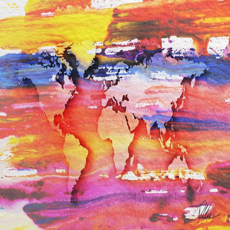 image 1 of Painty Map (Canvas Print) 44" x 30"