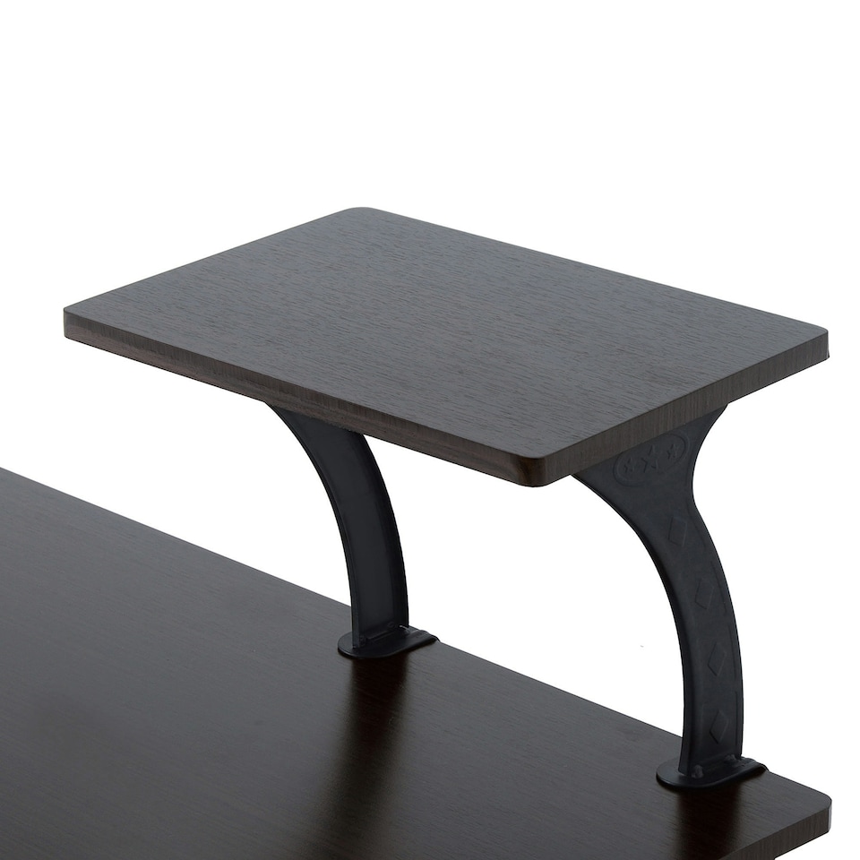 image 1 of HOMCOM Computer Desk Quality Office Home PC Shelf Tray Wood Station Dark Brown