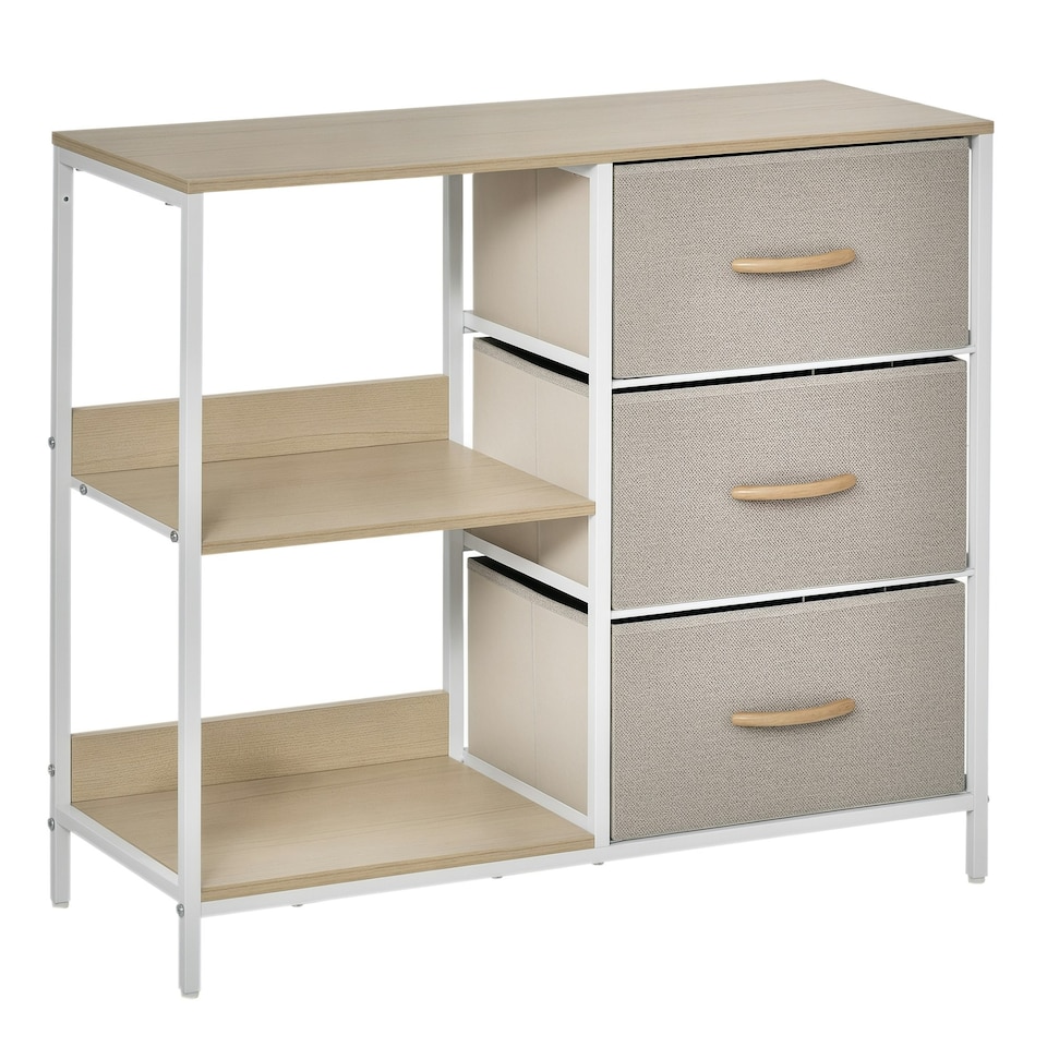 image 1 of HOMCOM Chest Dresser Tower with 3 Drawers Storage Cabinet Organizer, Beige