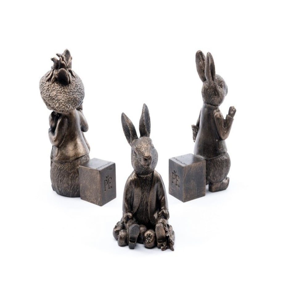 image 1 of Beatrix Potter Bronze Benjamin Bunny Plant Pot Feet - Set of 3 - L6 x W7 x H11 cm Brown