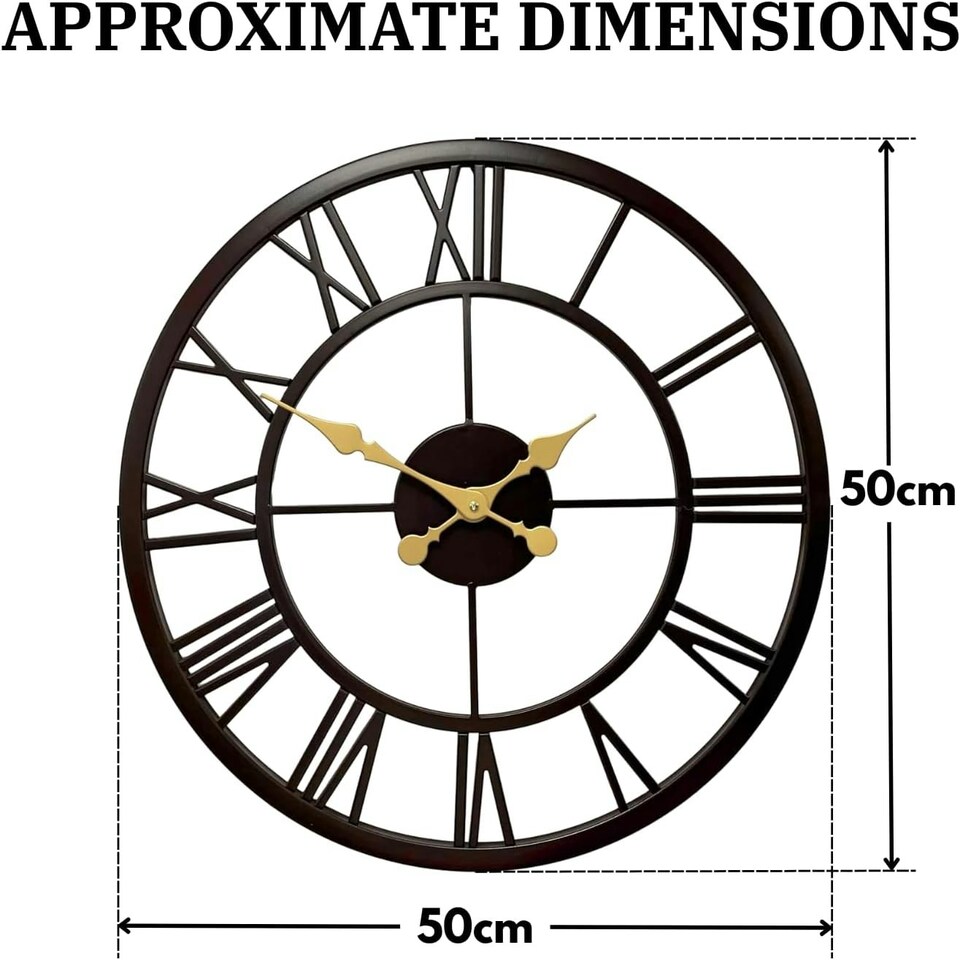 image 1 of Marco Paul 50cm Roman Numerals Black Skeleton Clock Black