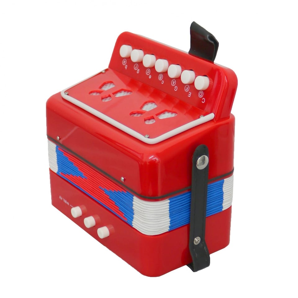 image 1 of 7 Keys 2 Bass Children's Red Toy Accordion Musical Instrument