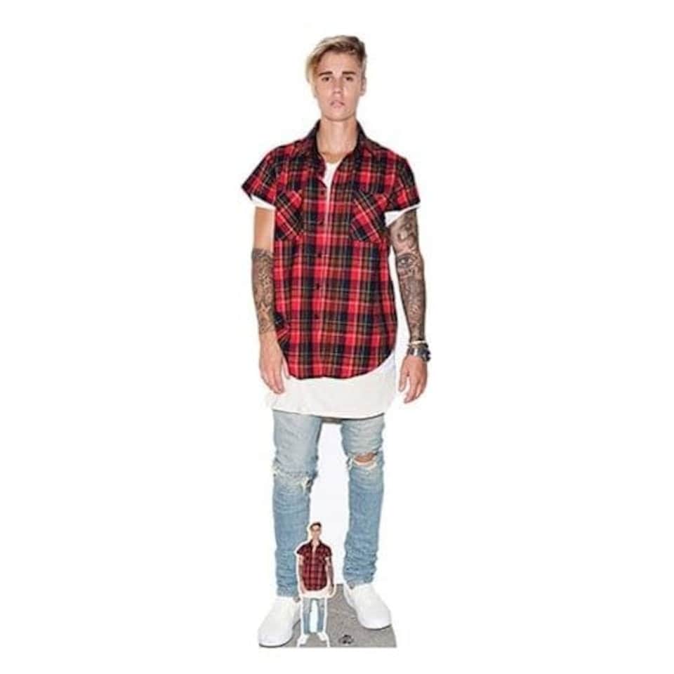 image 1 of Justin Bieber Red Shirt Lifesize Cardboard Cutout 172cm