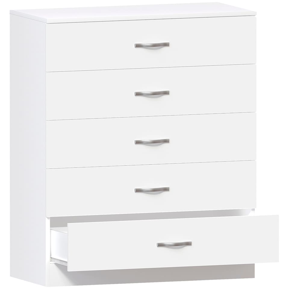 image 1 of Vida Designs Riano 5 Drawer Chest of Drawers Bedroom Storage, White