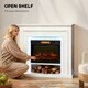 image 4 of HOMCOM Electric Fireplace with RGB LED Lights, Realistic Flame Effect & 3 Brightness Levels, 1800W Inset Electric Fire and Mantel Reach up to 30 m² Space with Remote & Timer for Living Room, White