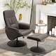 image 2 of HOMCOM PU Leather 2 Pcs Reclining Armchair w/ Ottoman 360° Swivel Brown